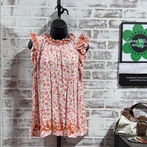 Savanna Jane Floral Ruffle Blouse - Pink and Orange NWT women’s large